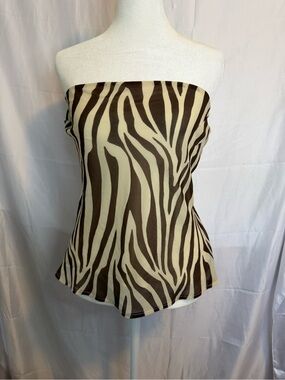 Runaway The Label Zebra Print Tie-Back Halter Top XS